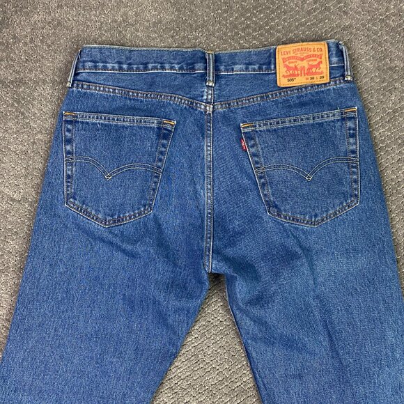 Levi's 505 Jeans Men's 36 x 29 Measures 36 x 28 Regular Fit Straight Leg Blue - Picture 4 of 12